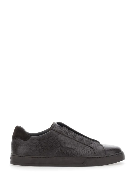 Sneakers 'Spencer' Brown Low Top Sneakers with slip-on design in leather for men
