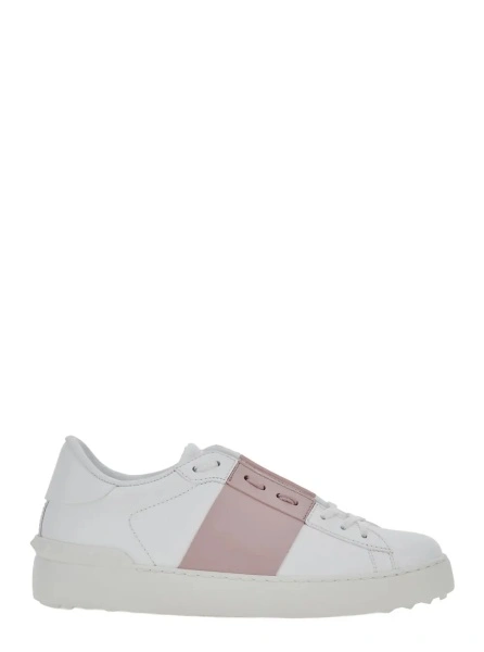 Sneakers Valentino Garavani albi din piele 'Open'