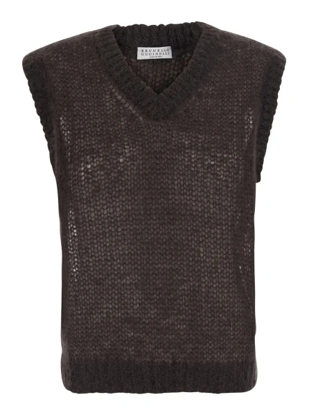 Top Brunello Cucinelli maro din lana