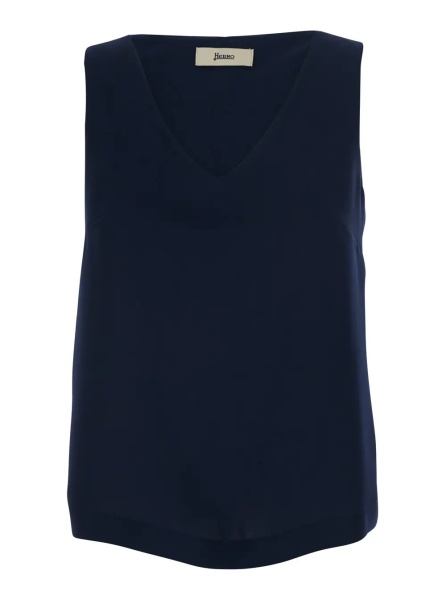 Topuri Blue Top with V-neck and Sleeveless in Tech Fabric Woman