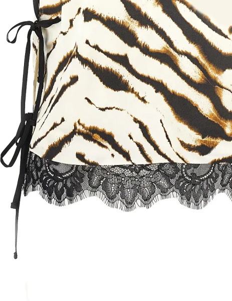 Topuri Satin top with zebra-striped print