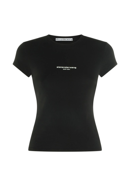 Tricou Alexander Wang negru din bumbac si spandex/elastan