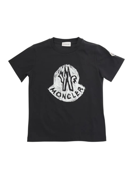 Tricou Black T-shirt with Logo Print in Cotton Boy
