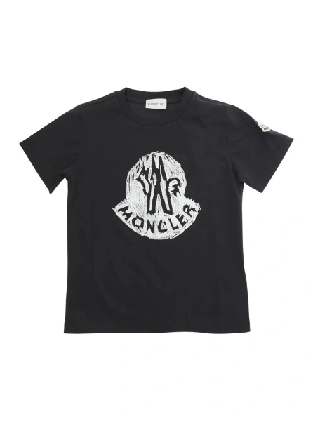 Tricou Black T-shirt with Logo Print in Cotton Boy
