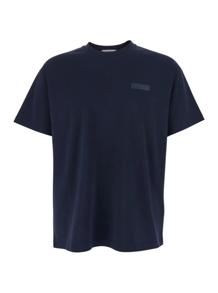 Tricou Blue Crew Neck T-Shirt with Chest Logo Patch in Cotton Man