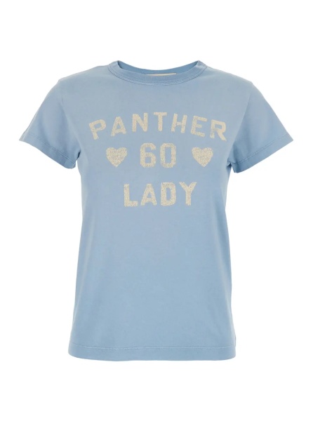 Tricou Blue T-Shirt with Maxi Logo on Front and Back in Cotton Jersey for Women