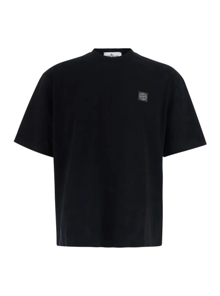 Tricou Crew Neck Heavyweight with short sleeves and patch, Tech Fabric, Black, Man