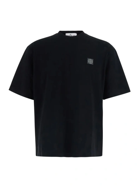 Tricou Crew Neck Heavyweight with short sleeves and patch, Tech Fabric, Black, Man