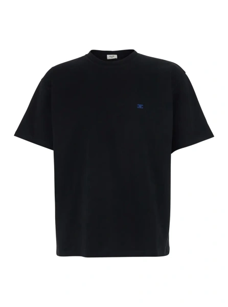 Tricou Crew Neck T-shirt with Triomphe Logo on the Front in Black Cotton for Men