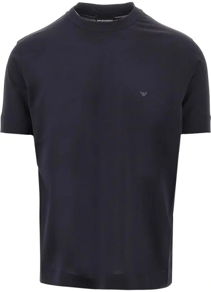Tricou Emporio Armani albastru din lyocell si bumbac