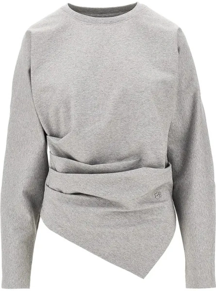 Tricou Ganni gri din jerse