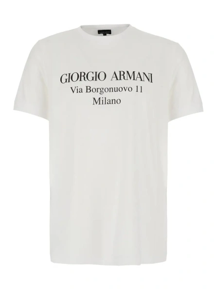Tricou Giorgio Armani alb din bumbac