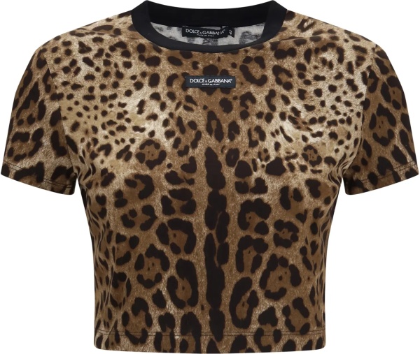 Tricou Leopard-print cropped T-shirt