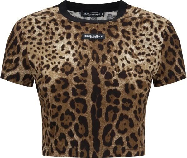 Tricou Leopard-print cropped T-shirt