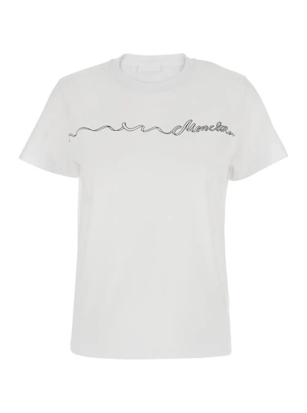 Tricou Moncler alb din bumbac