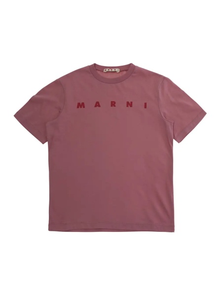 Tricou Pink Crew Neck T-Shirt with Logo lettering in cotton Girl
