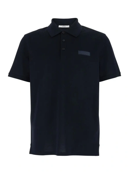 Tricou Polo Blue Polo Shirt with Classic Collar and Logo Patch on the Front in Cotton Man