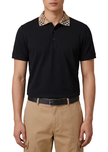 Tricou polo Burberry negru din bumbac