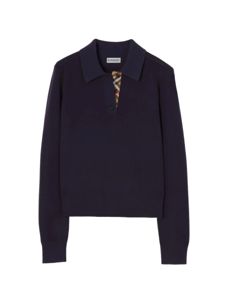 Tricou Polo Burberry violet din lana