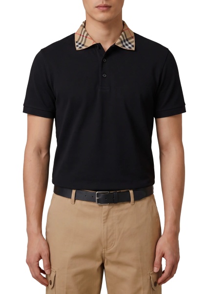 Tricou Polo Check-Collar Cotton Polo Shirt
