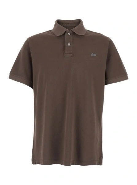Tricou polo ERL maro din bumbac