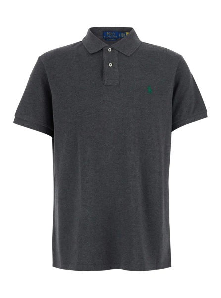 Tricou Polo Grey Polo Shirt with Classic Collar and Pony Embroidery on the Front in Cotton for Men