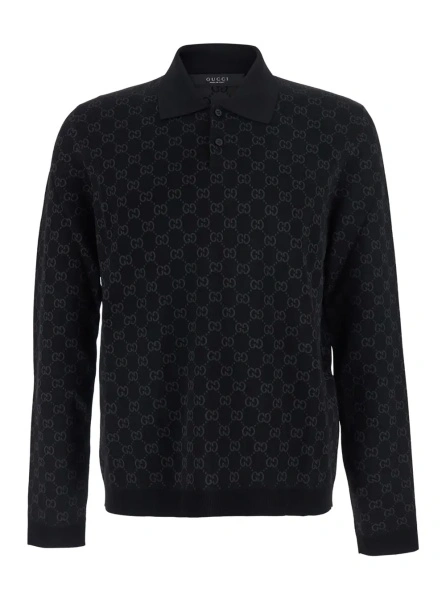 Tricou polo Gucci negru din vascoza