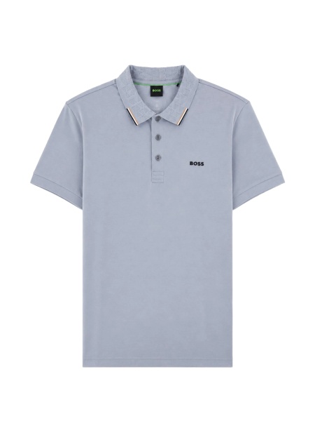 Tricou Polo Hugo Boss gri din elastan si bumbac