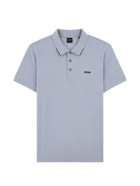 Tricou Polo Hugo Boss gri din elastan si bumbac