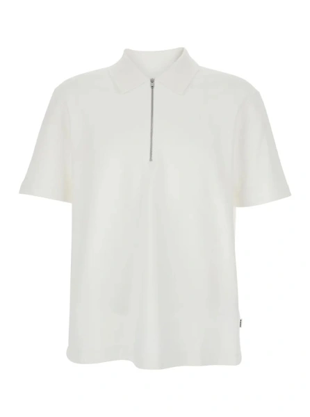 Tricou polo Jil Sander alb din bumbac