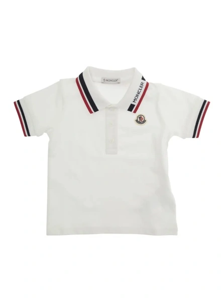 Tricou polo Moncler alb din bumbac
