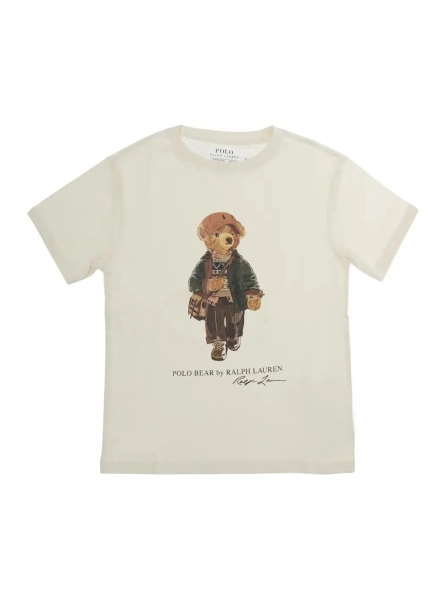 Tricou Polo Ralph Lauren 'Polo Bear' bej din bumbac