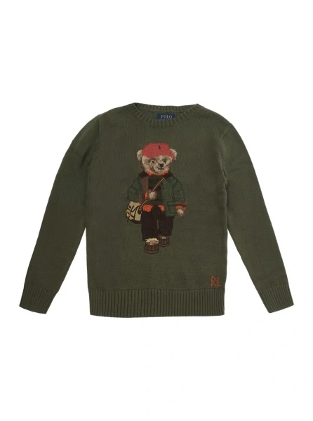 Tricou polo Ralph Lauren 'Polo Bear' verde din bumbac