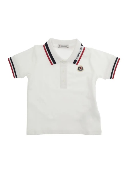 Tricou Polo White polo Shirt with logo lettering and logo patch on the front in cotton baby