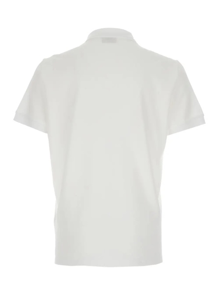 Tricou Polo White Polo with Classic Collar and Metal FF Plate on the Front for Men