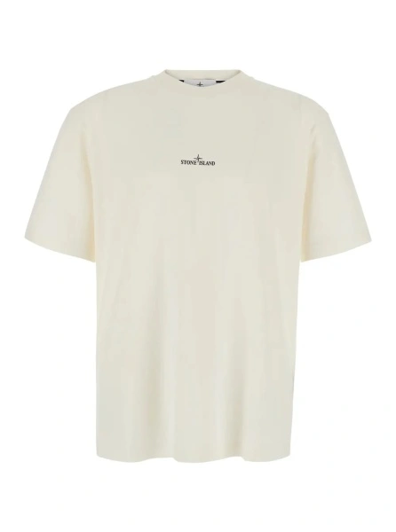 Tricou Stone Island bej din bumbac