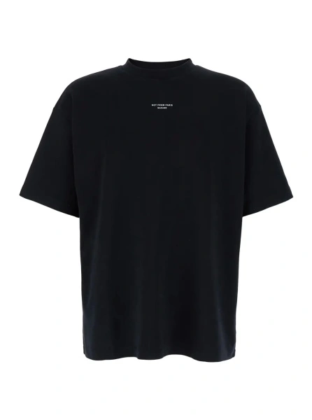 Tricou T-Shirt 'Le T-Shirt Slogan Classique' with Slogan Print on the Front in Black Cotton for Men