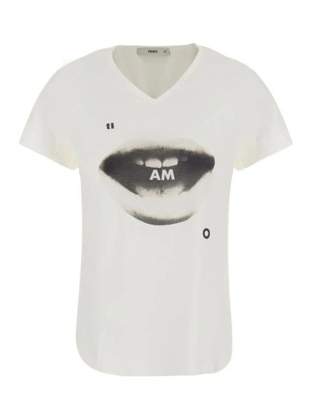 Tricou 'TI AMO' white T-Shirt with front print in Cotton for Women