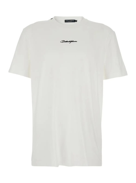 Tricou White Crew Neck T-shirt with Front Logo in Cotton for Men
