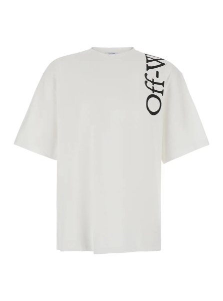 Tricou White Crew Neck T-Shirt with Logo lettering in Cotton Men