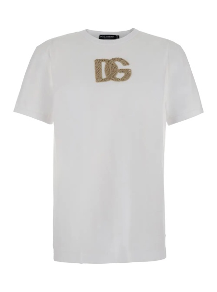Tricou White Crew neck T-shirt with logo on the front in cotton for men