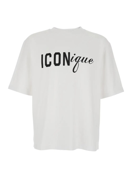 Tricou White Crew neck T-shirt with maxi logo on the front in cotton for men