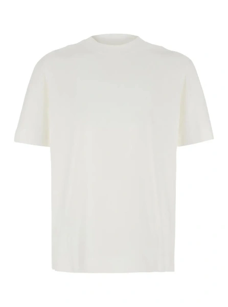 Tricou White Crew neck T-shirt with tone-on-tone logo embroidery on the front in cotton for men