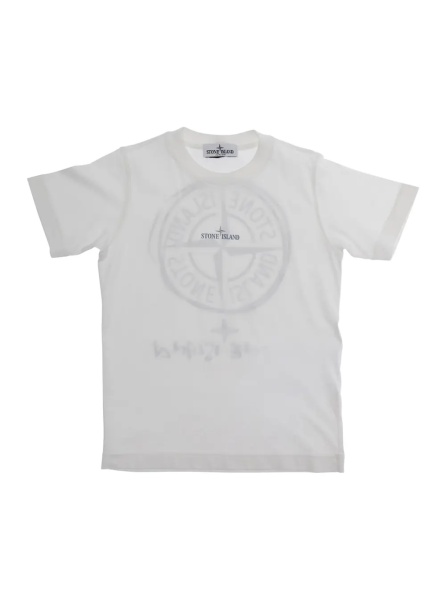 Tricou White T-Shirt 'Maxi Logo Print' Crew Neck for Kids