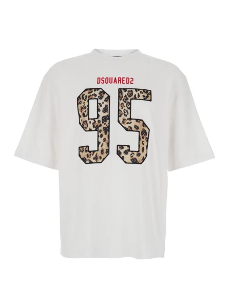 Tricou White T-Shirt with Maxi Logo on the Front in Cotton for Men