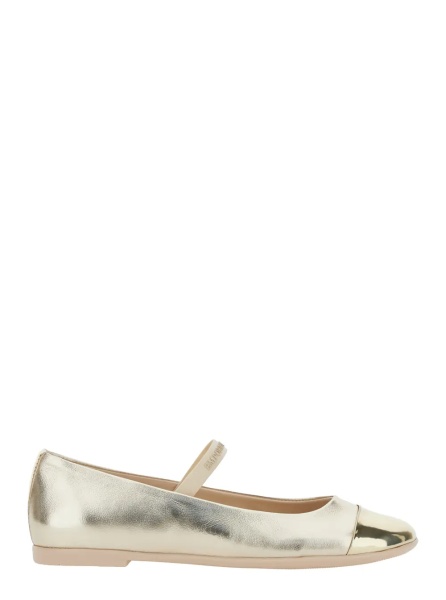 Balerini Metallic Ballet shoes with Logo Lettering Strap in Laminated Leather for Girls