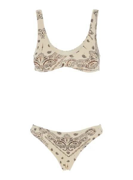 Bikini White Bikini with Brazilian cut bottoms and all-over print in Tech Fabric for women
