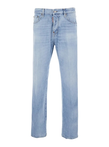 Blugi '642' Light blueJeans with Logo Patch on the Back and Bleach Effect in Denim for Men