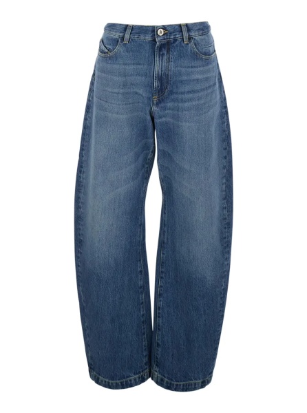 Blugi Blue jeans with logo patch on the back and faded design in denim for women