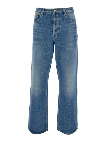 Blugi Blue Wide Leg Jeans in Cotton Man
